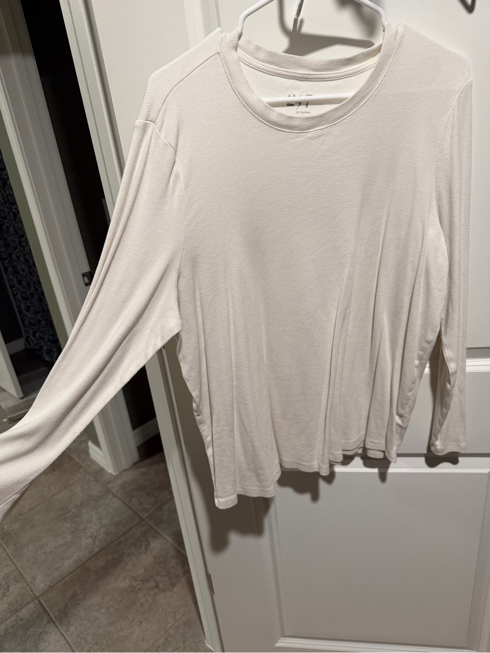 Maurices Cream Long-Sleeve Crew Neck Top - Picture 1 of 3